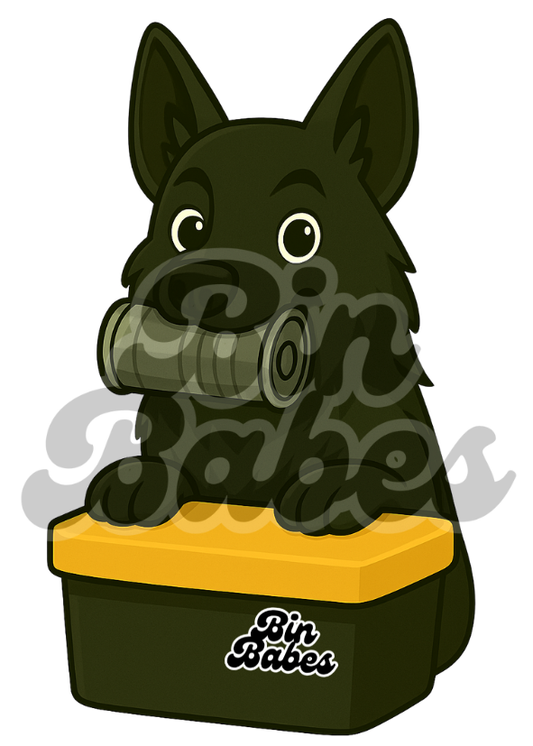 German Shepherd - Yellow Bin Sticker - Choose Your Coat Colour