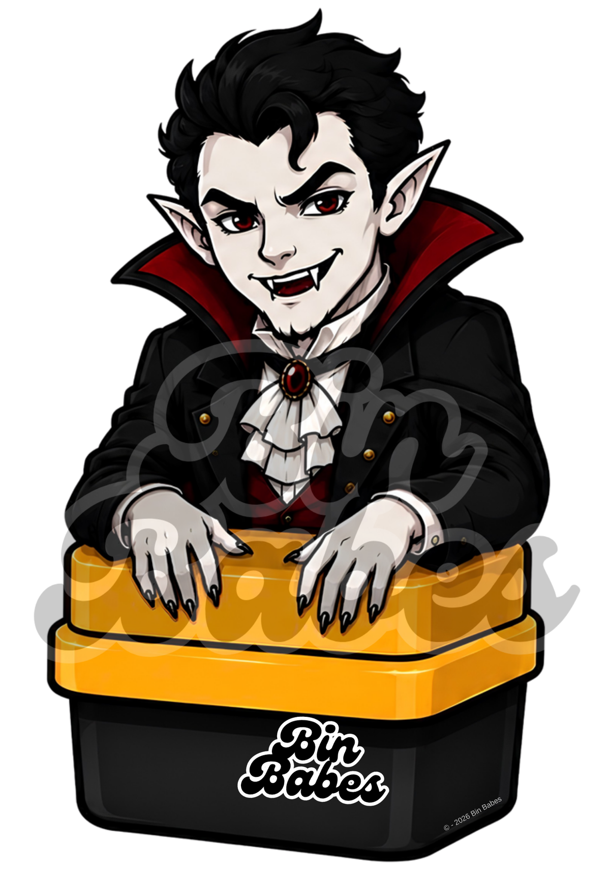Male Vampire Bin Sticker