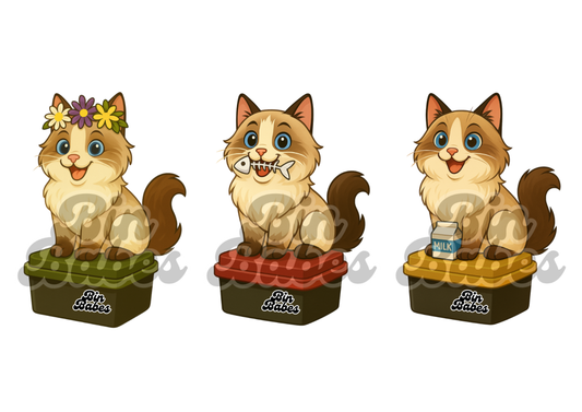 Ragdoll Cat – Bin Sticker Trio