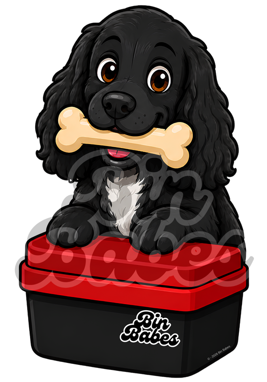 Cocker Spaniel – Red Bin Sticker - Choose Your Coat Colour