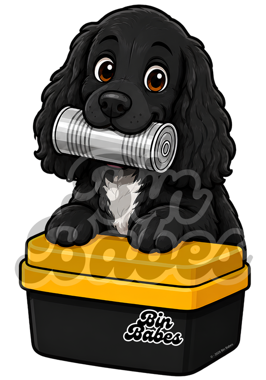 Cocker Spaniel – Yellow Bin Sticker - Choose Your Coat Colour