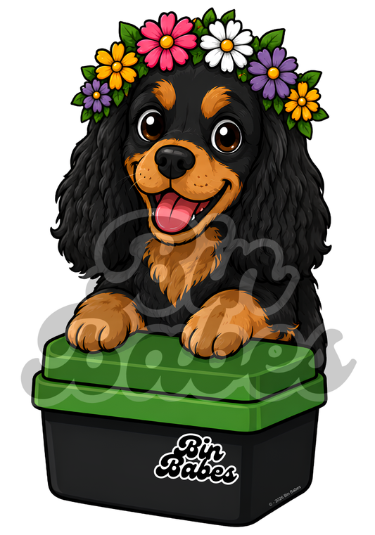 Cavalier King Charles Spaniel – Green Bin Sticker - Choose Your Coat Colour