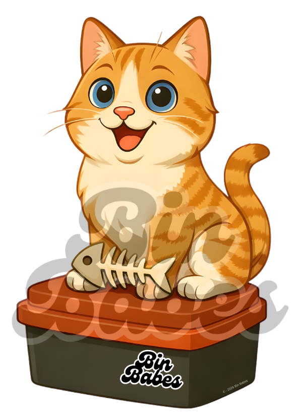 Ginger Cat – Red Bin Sticker