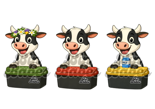 Cow – Bin Sticker Trio - Choose Your Coat Colour