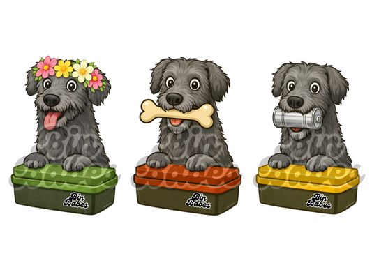 Irish Wolfhound – Bin Sticker Trio - Choose Your Coat Colour