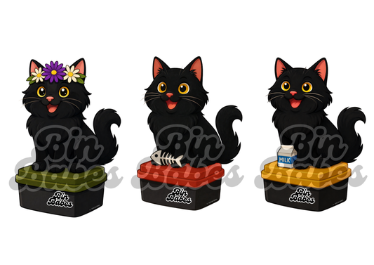 Black Cat – Bin Sticker Trio