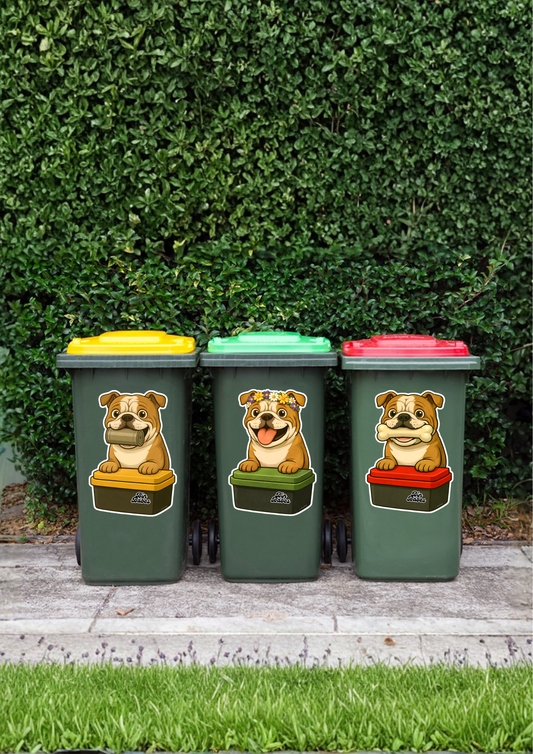 Bulldog – Bin Sticker Trio - Choose Your Coat Colour