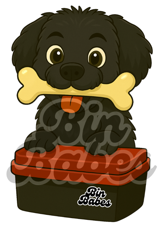 Cavoodle - Red Bin Sticker - Choose Your Coat Colour