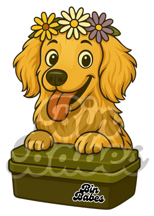 Golden Retriever- Green Bin Sticker