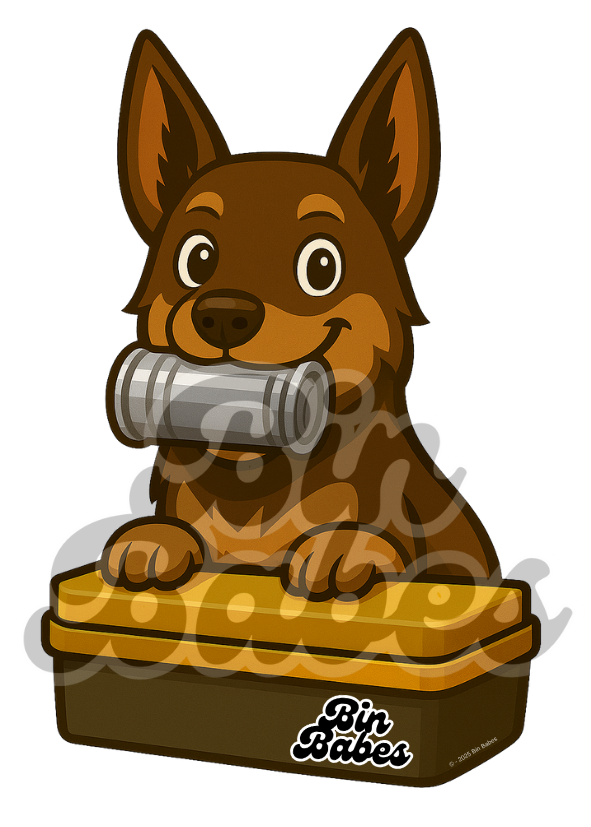 Kelpie - Yellow Bin Sticker