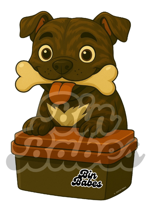 Staffy - Red Bin Sticker - Choose Your Coat Colour