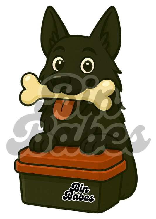 German Shepherd - Red Bin Sticker - Choose Your Coat Colour