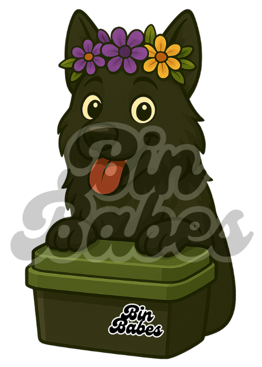 German Shepherd - Green Bin Sticker - Choose Your Coat Colour