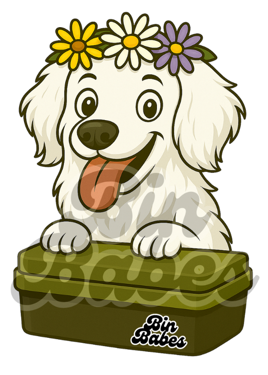 Golden Retriever - Green Bin Sticker - Choose Your Coat Colour