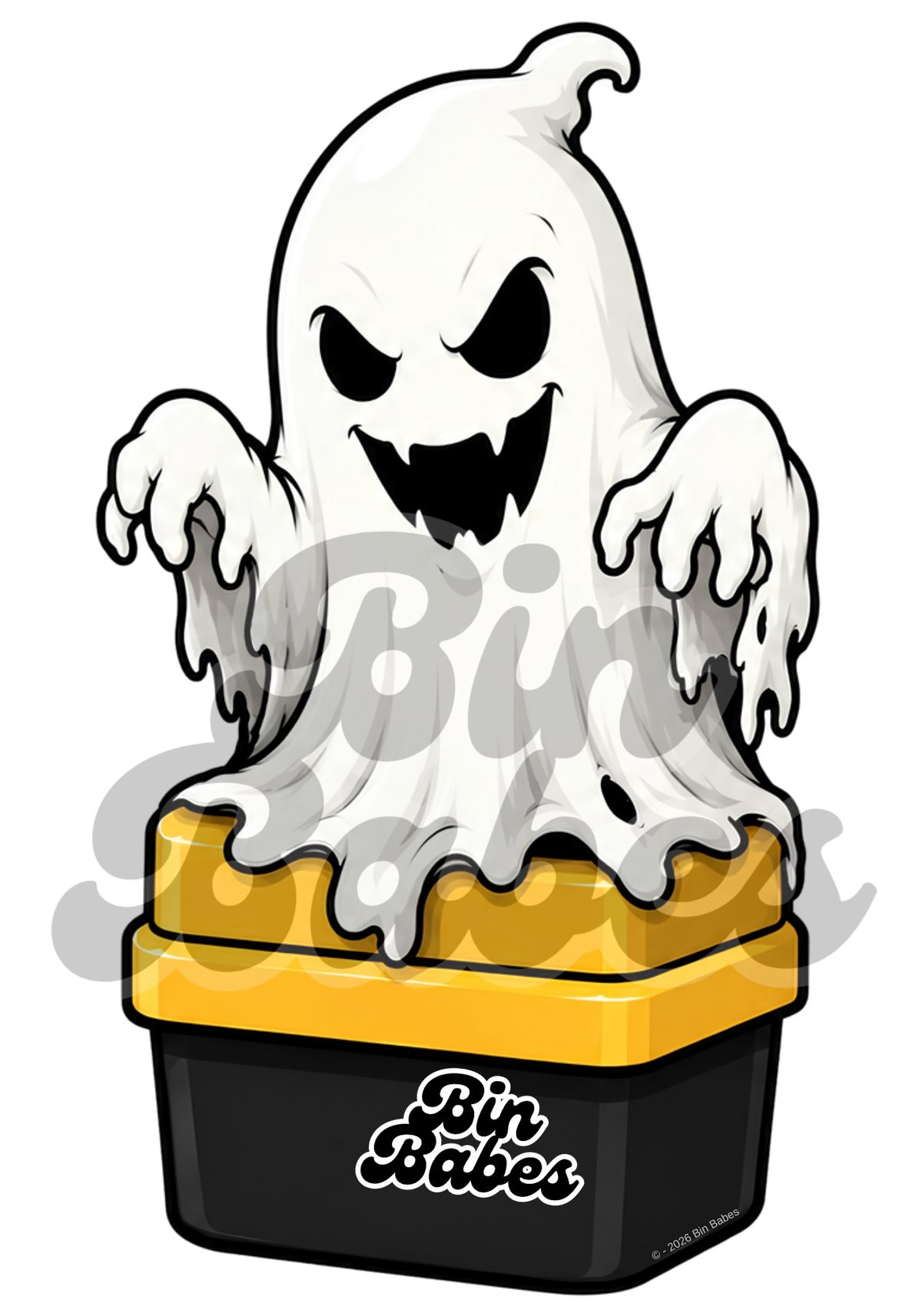 Scary Ghost Bin Sticker