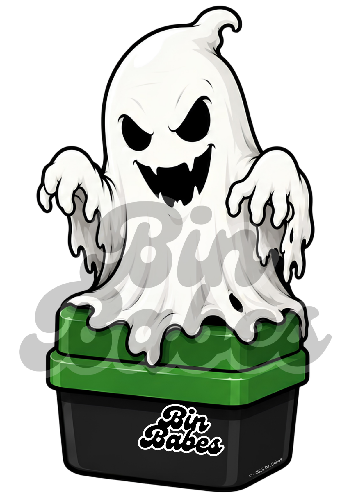 Scary Ghost Bin Sticker