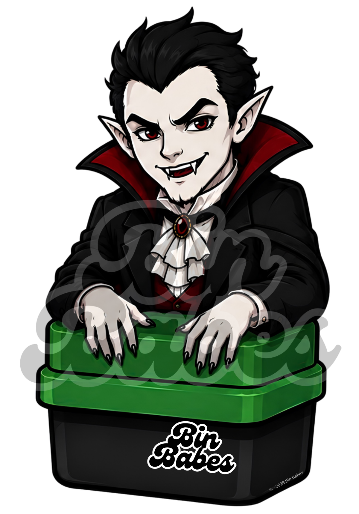 Male Vampire Bin Sticker