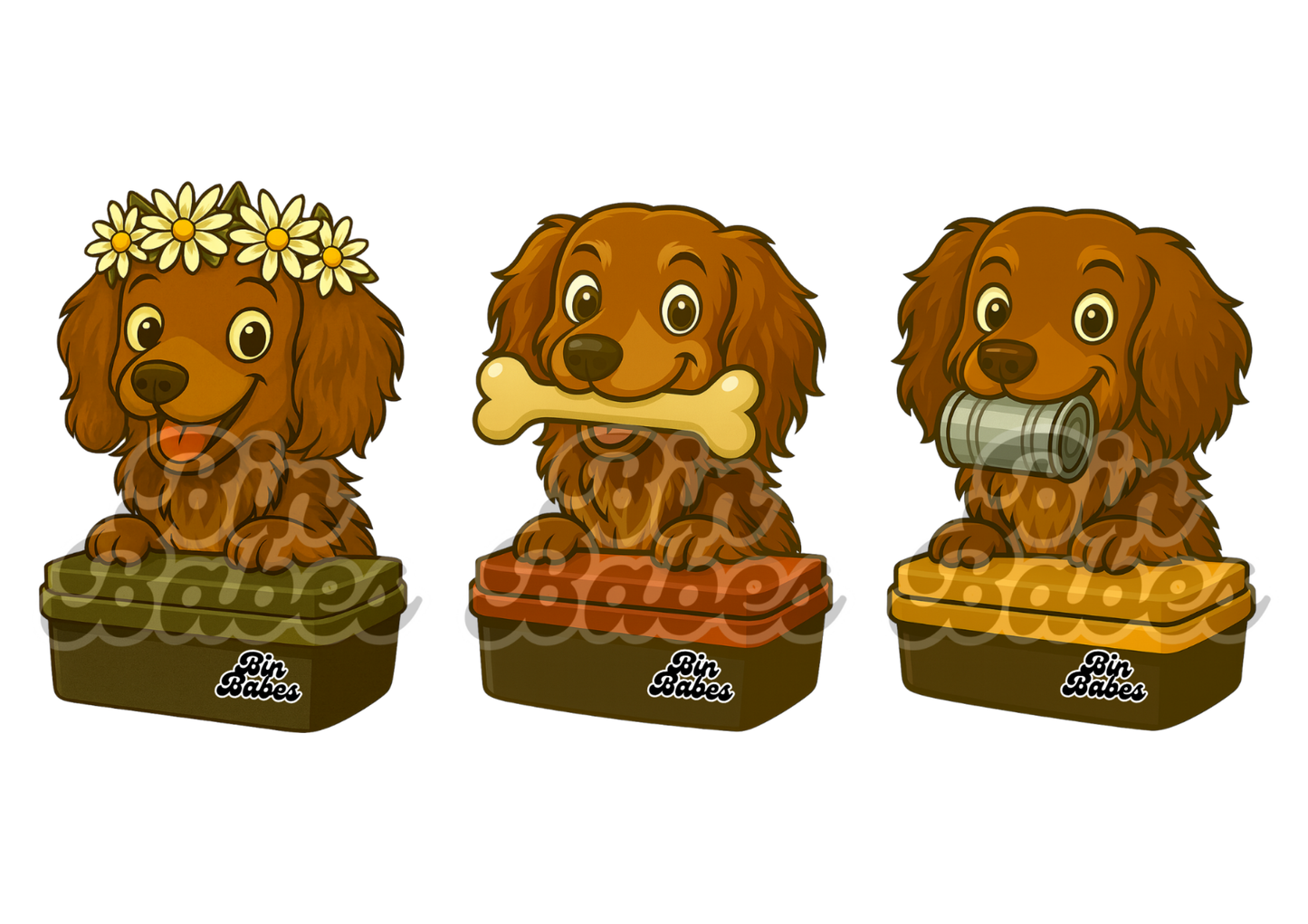 Dachshund – Bin Sticker Trio - Choose Your Coat Colour