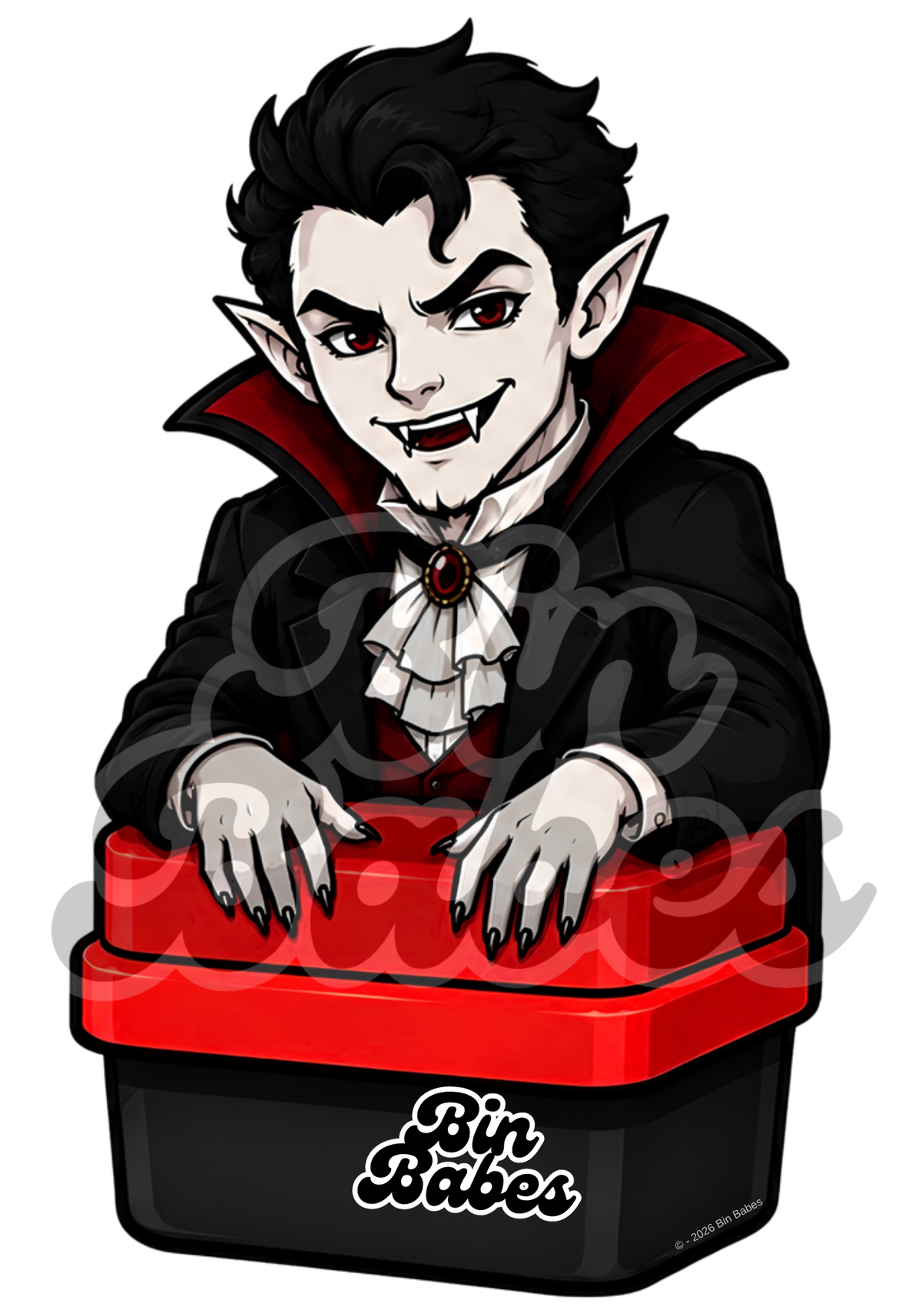 Male Vampire Bin Sticker