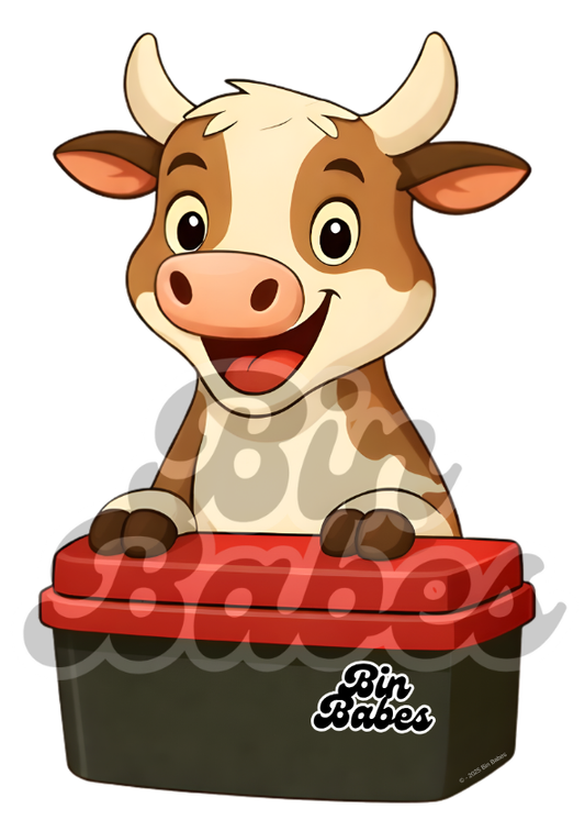 Cow – Red Bin Sticker