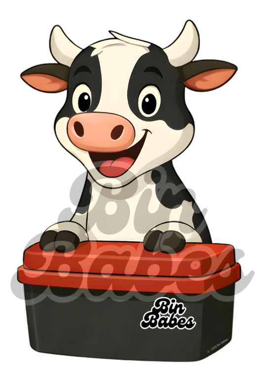 Cow – Red Bin Sticker