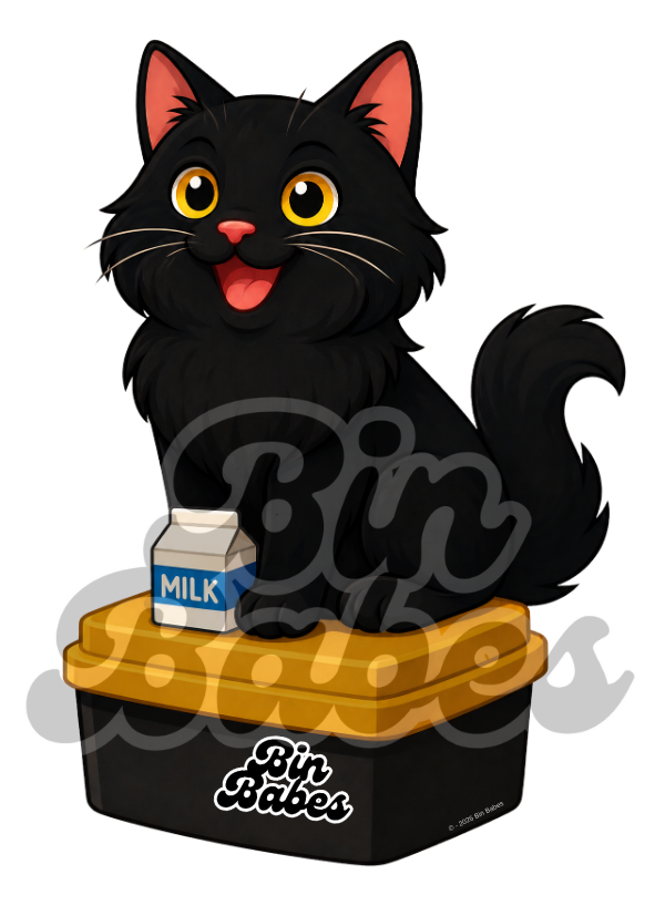 Black Cat – Yellow Bin Sticker