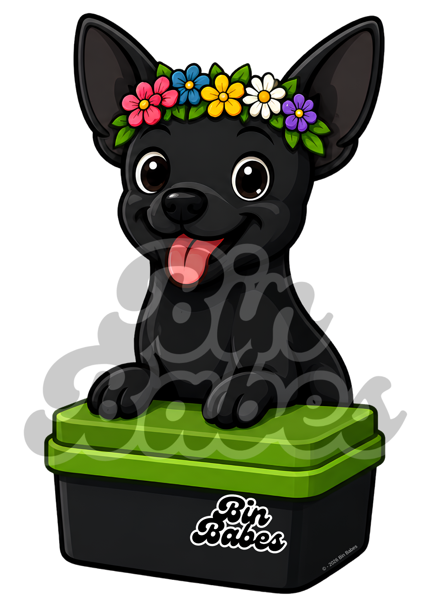 Chihuahua – Green Bin Sticker - Choose Your Coat Colour