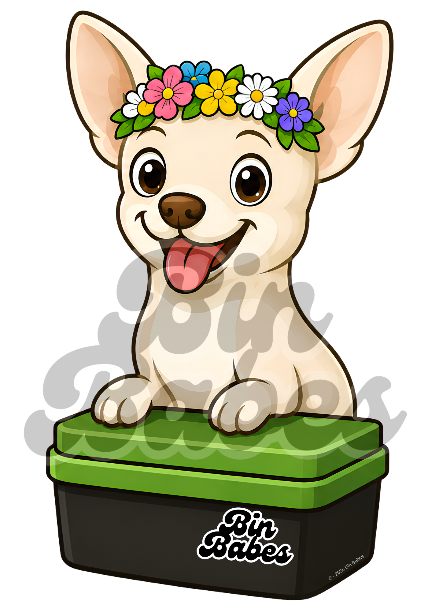 Chihuahua – Green Bin Sticker - Choose Your Coat Colour