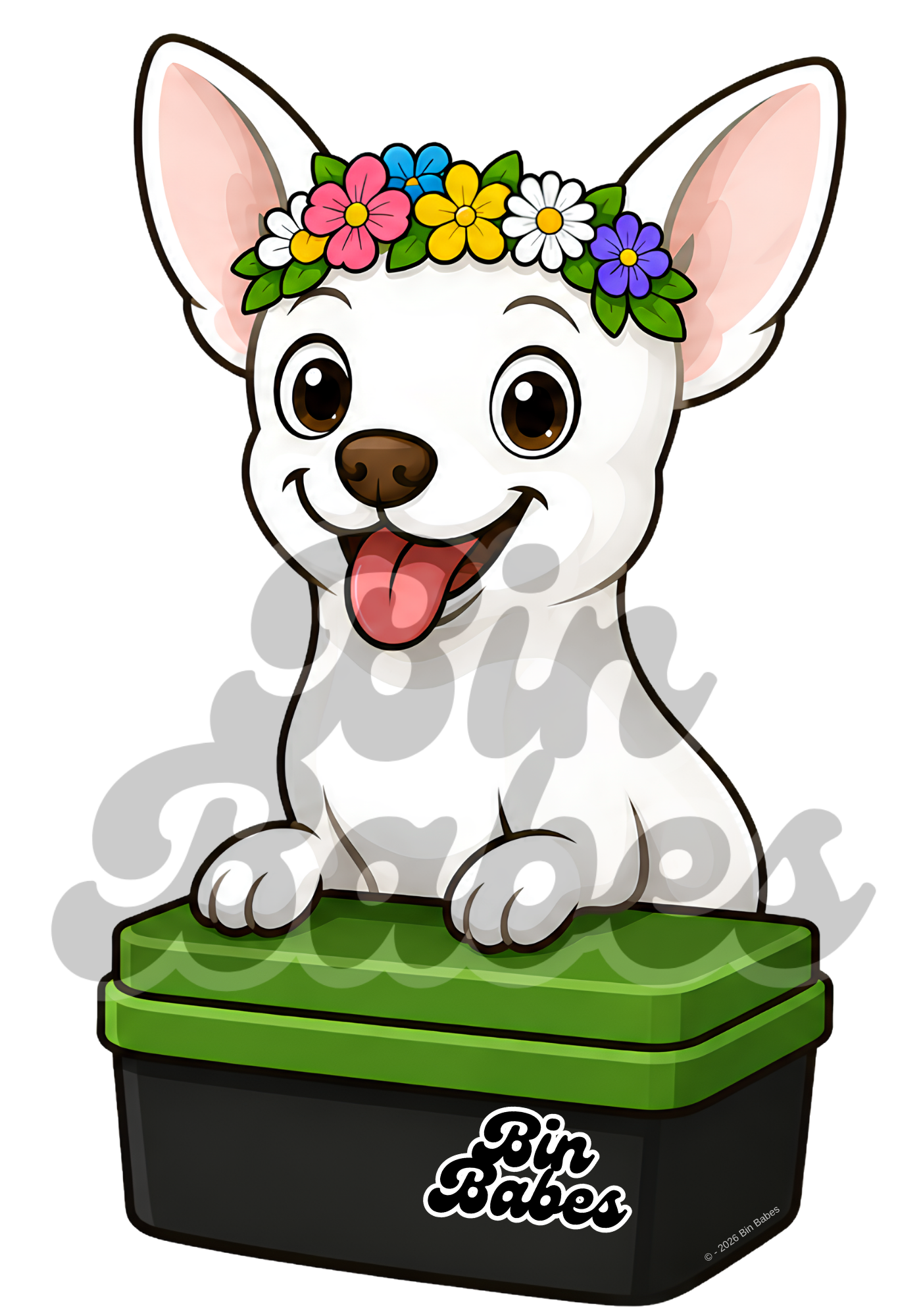 Chihuahua – Green Bin Sticker - Choose Your Coat Colour
