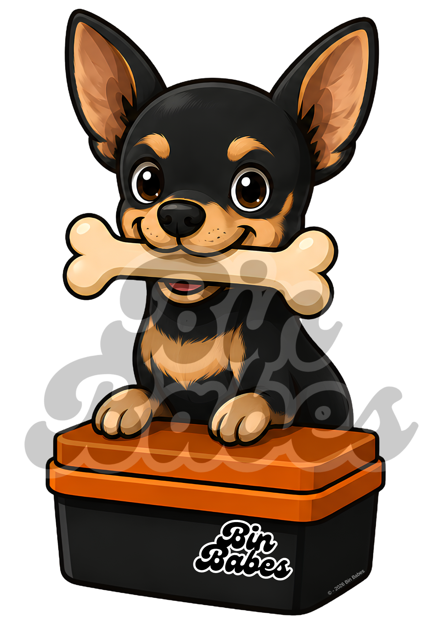 Chihuahua – Red Bin Sticker - Choose Your Coat Colour