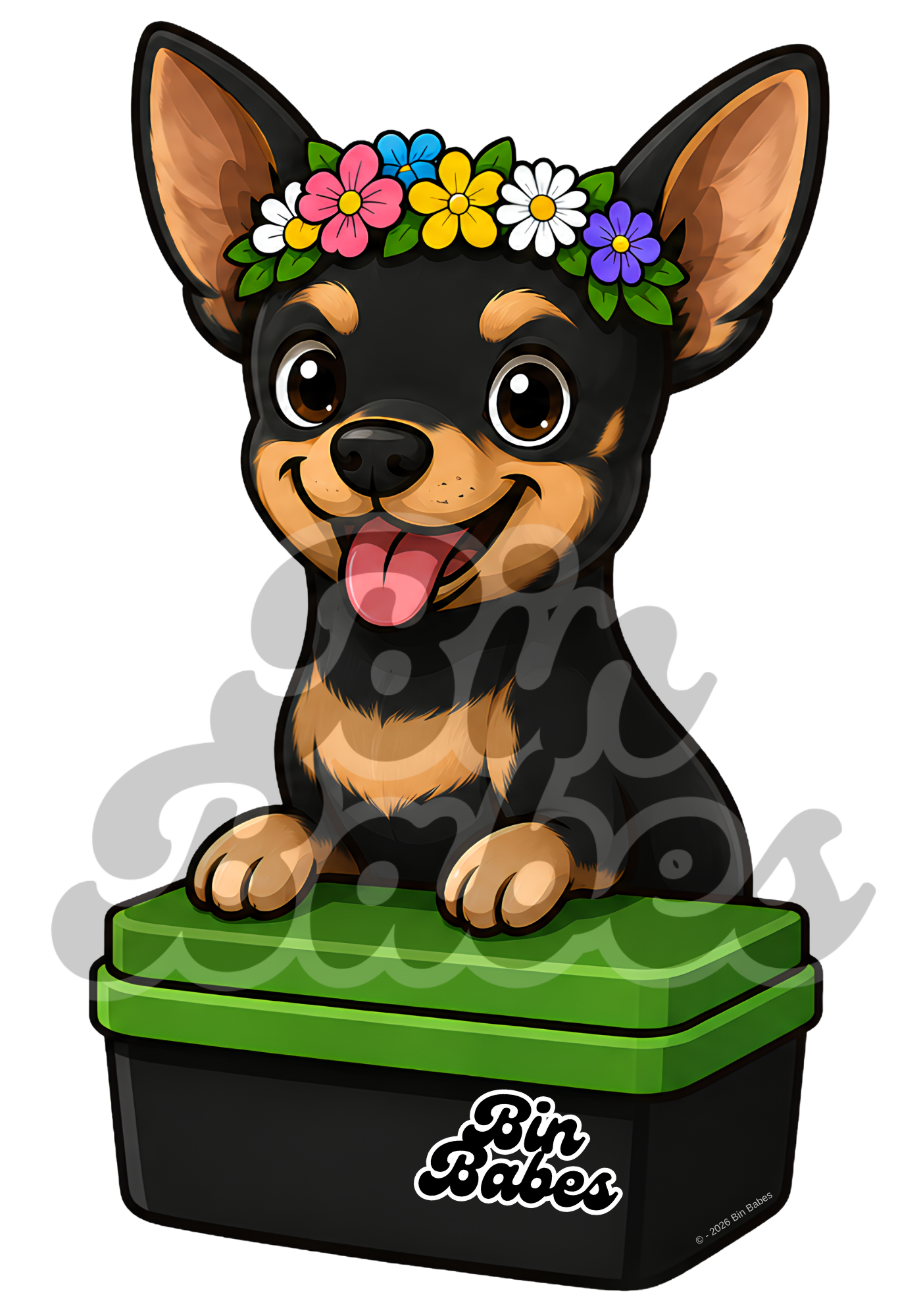 Chihuahua – Green Bin Sticker - Choose Your Coat Colour