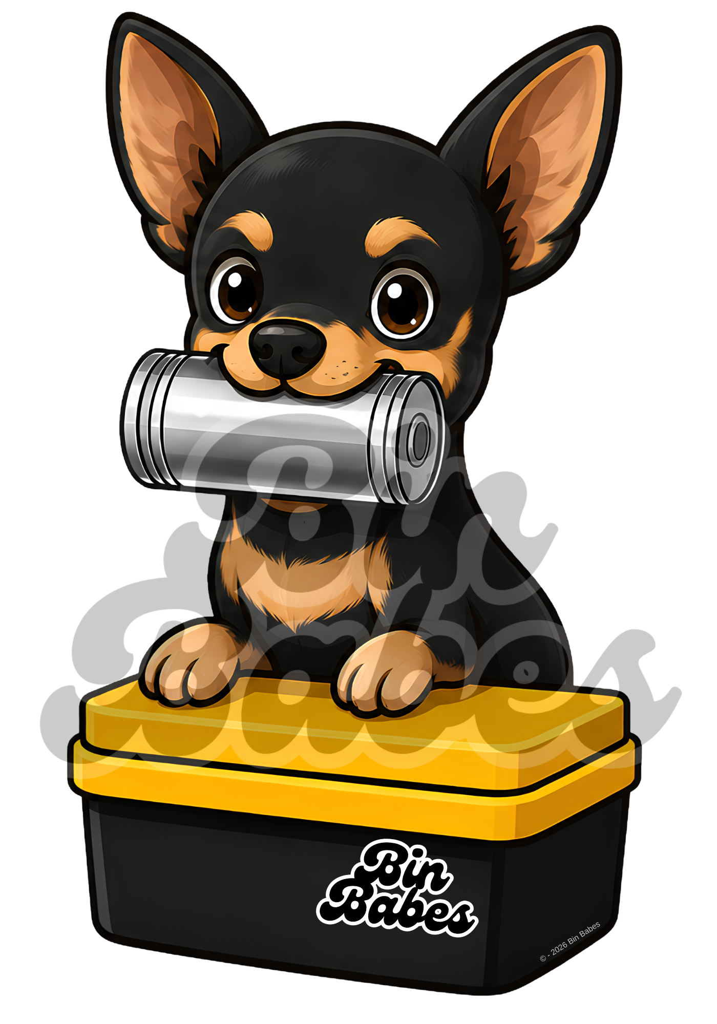 Chihuahua – Yellow Bin Sticker - Choose Your Coat Colour