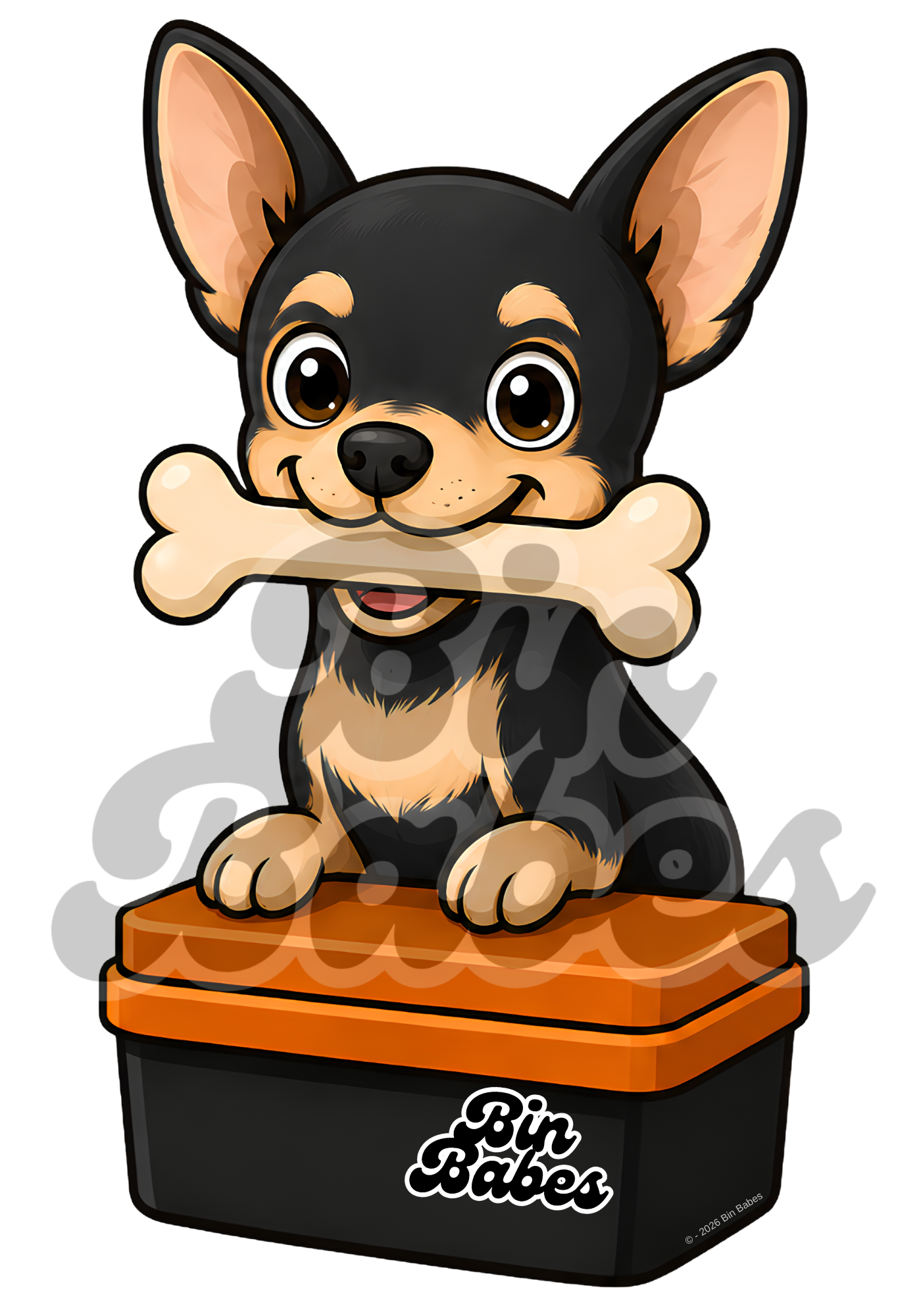 Chihuahua – Red Bin Sticker - Choose Your Coat Colour