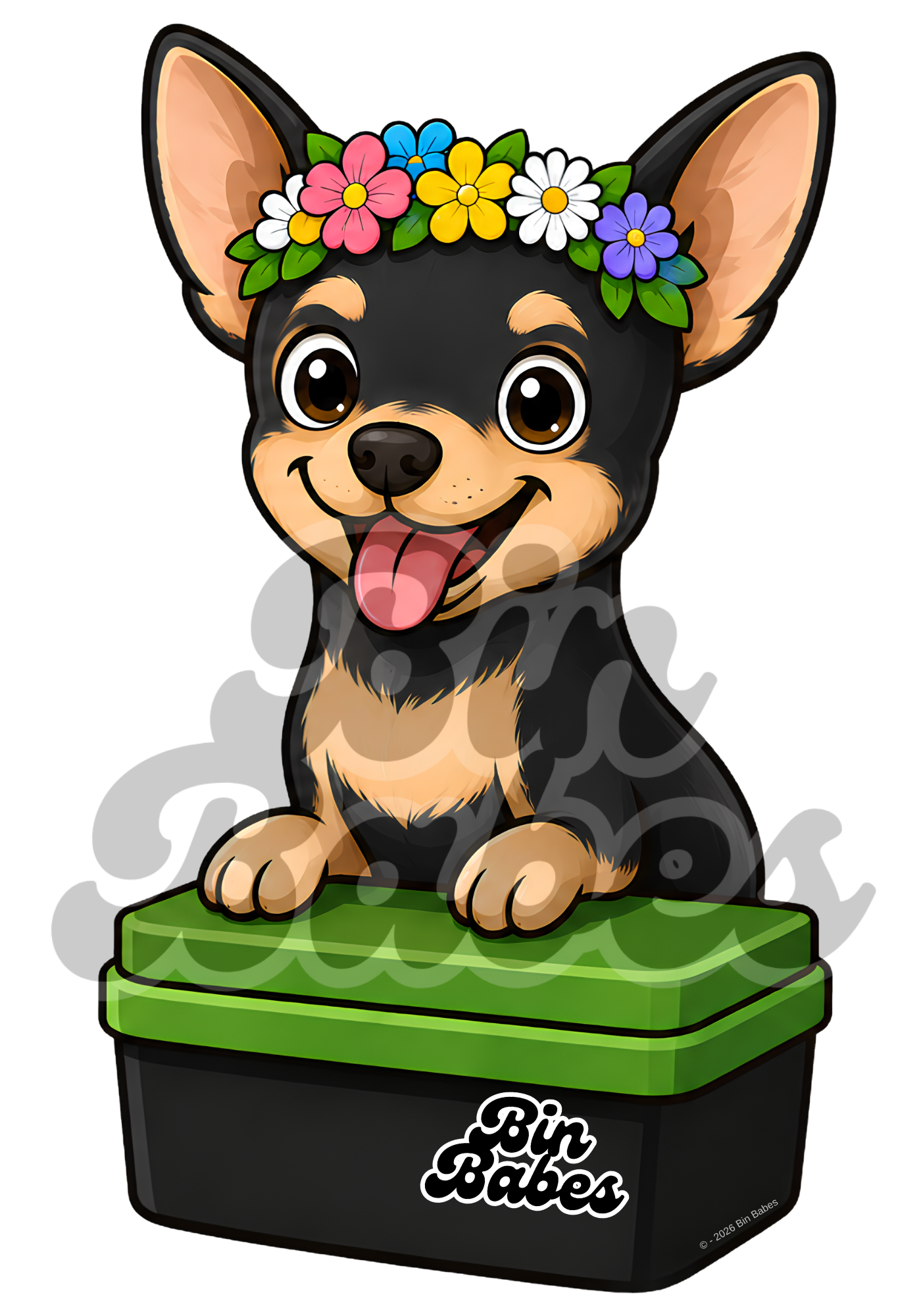 Chihuahua – Green Bin Sticker - Choose Your Coat Colour