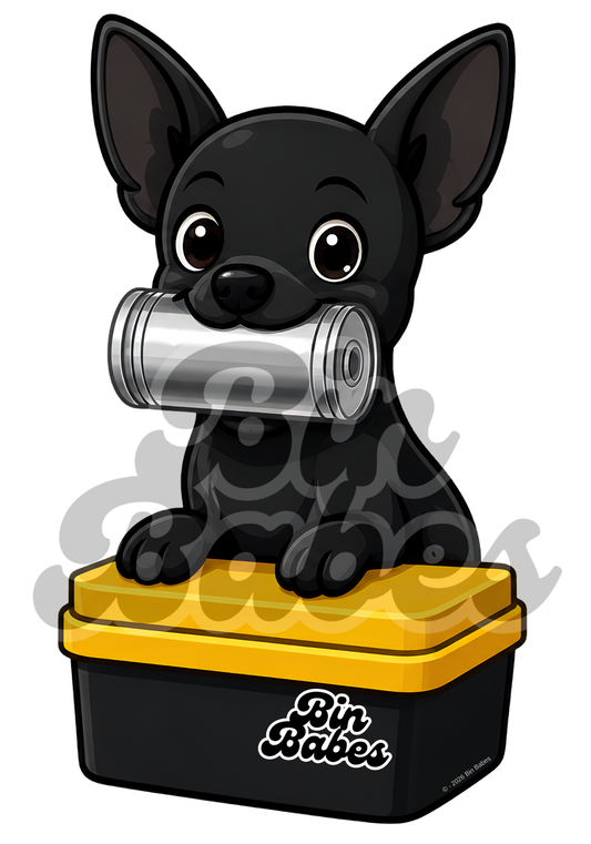 Chihuahua – Yellow Bin Sticker - Choose Your Coat Colour