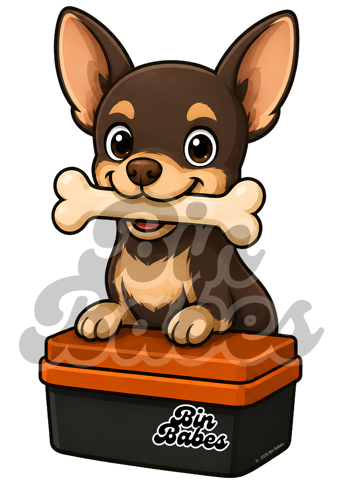 Chihuahua – Red Bin Sticker - Choose Your Coat Colour