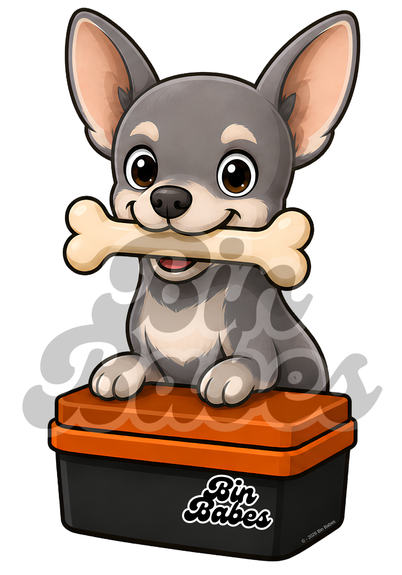 Chihuahua – Red Bin Sticker - Choose Your Coat Colour