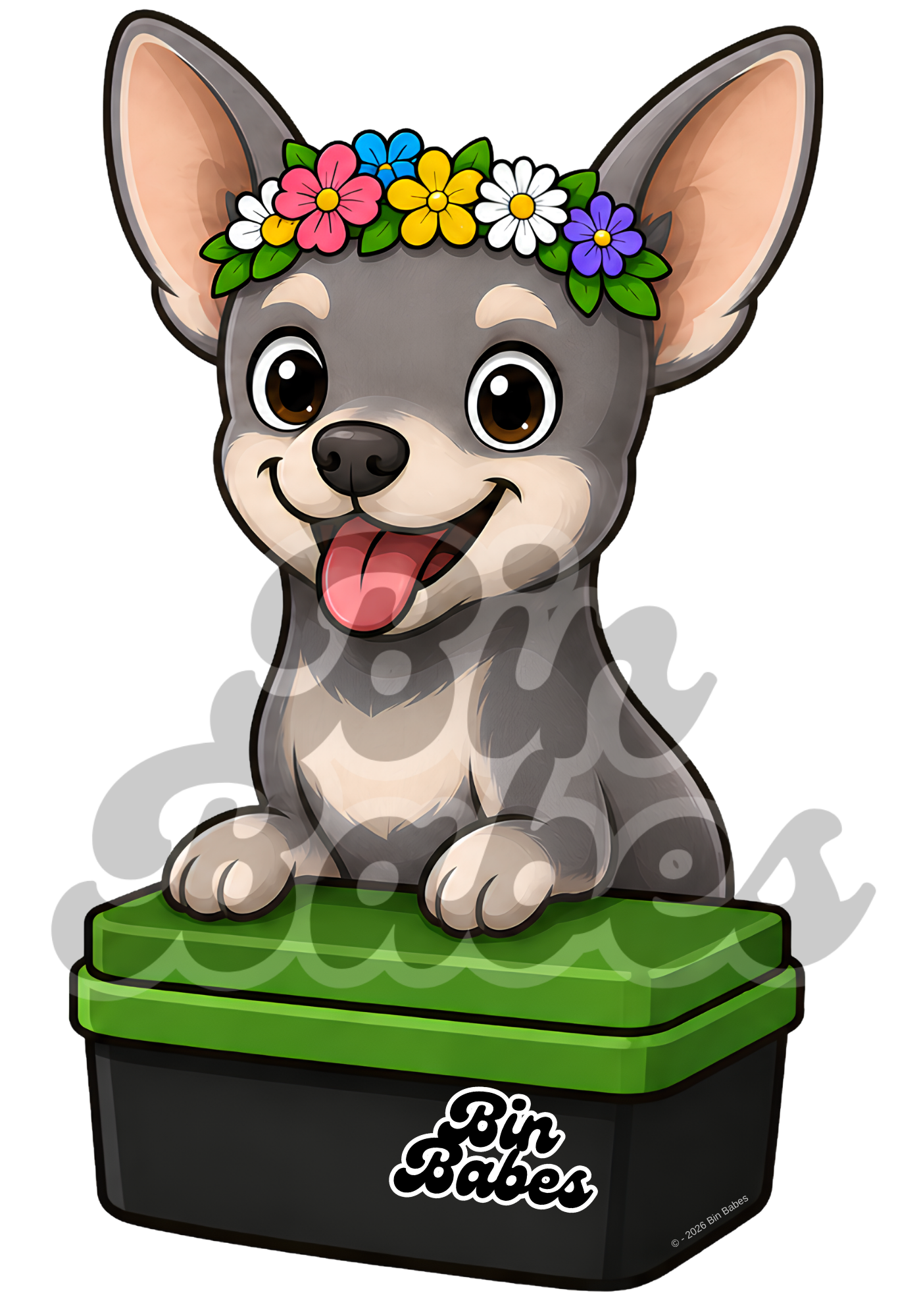Chihuahua – Green Bin Sticker - Choose Your Coat Colour