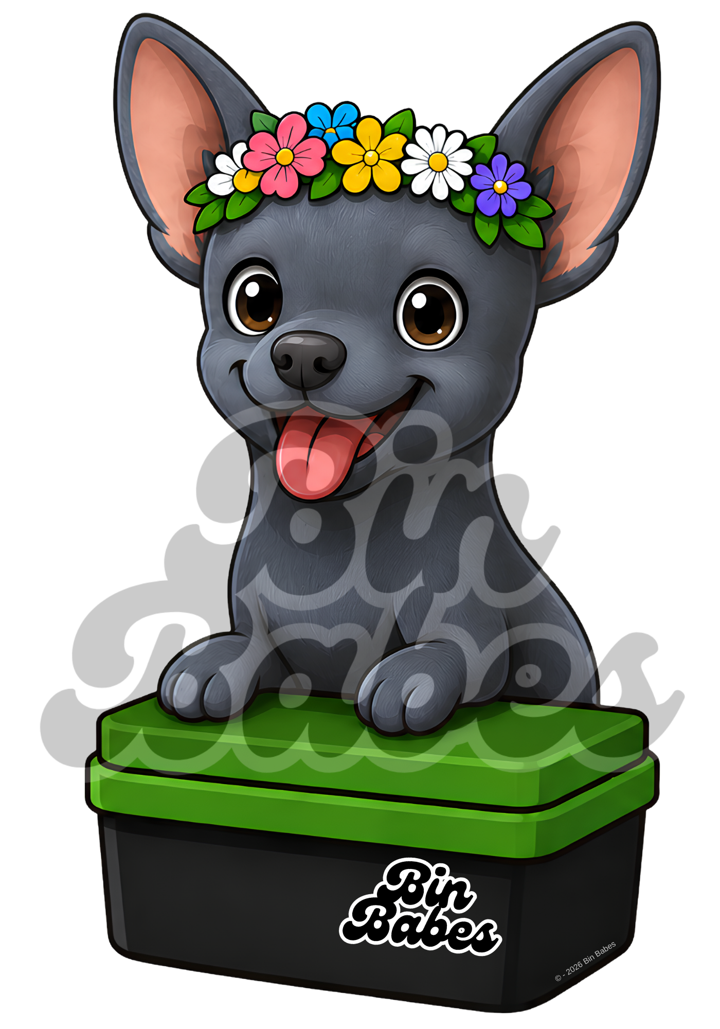 Chihuahua – Green Bin Sticker - Choose Your Coat Colour