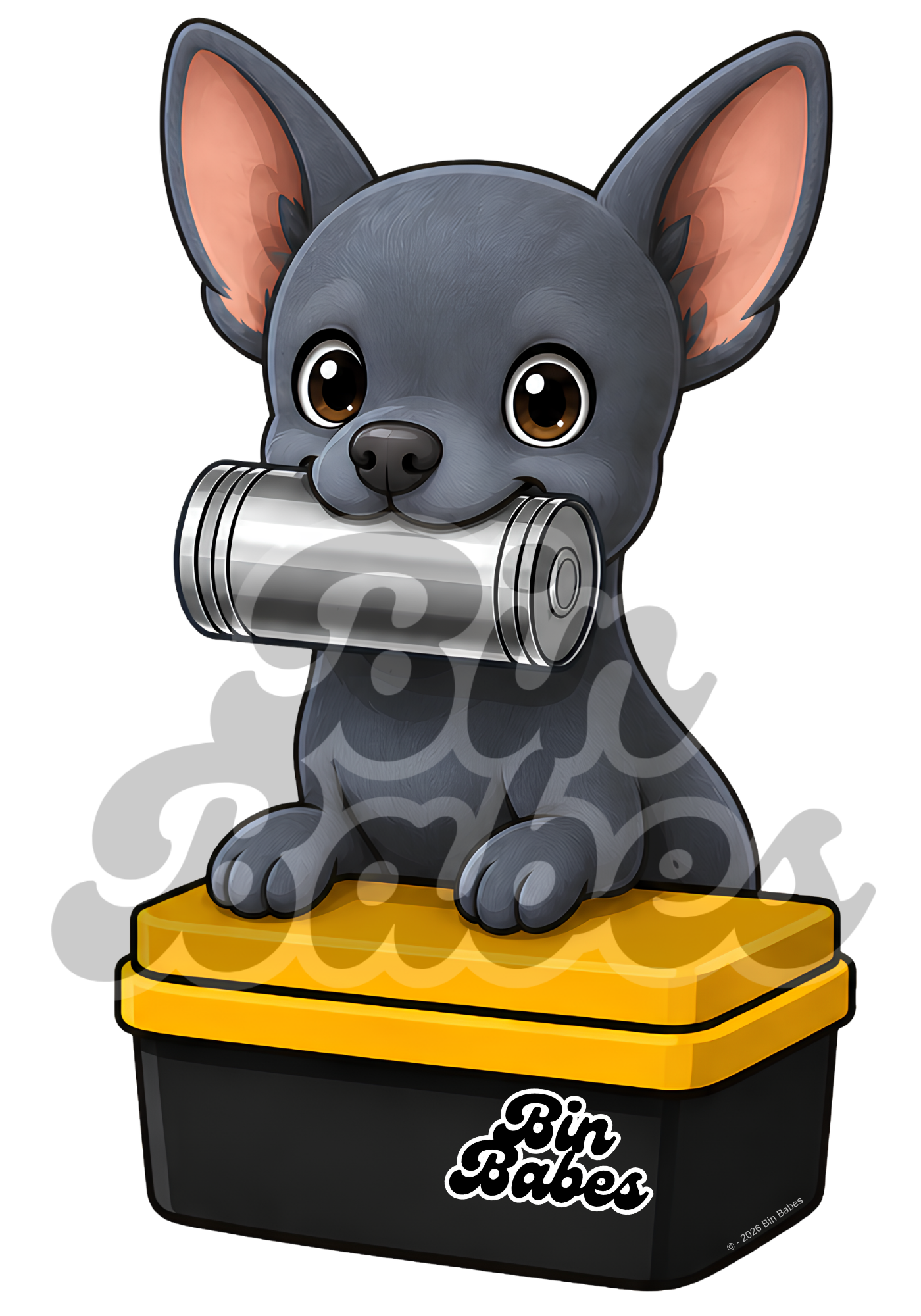 Chihuahua – Yellow Bin Sticker - Choose Your Coat Colour