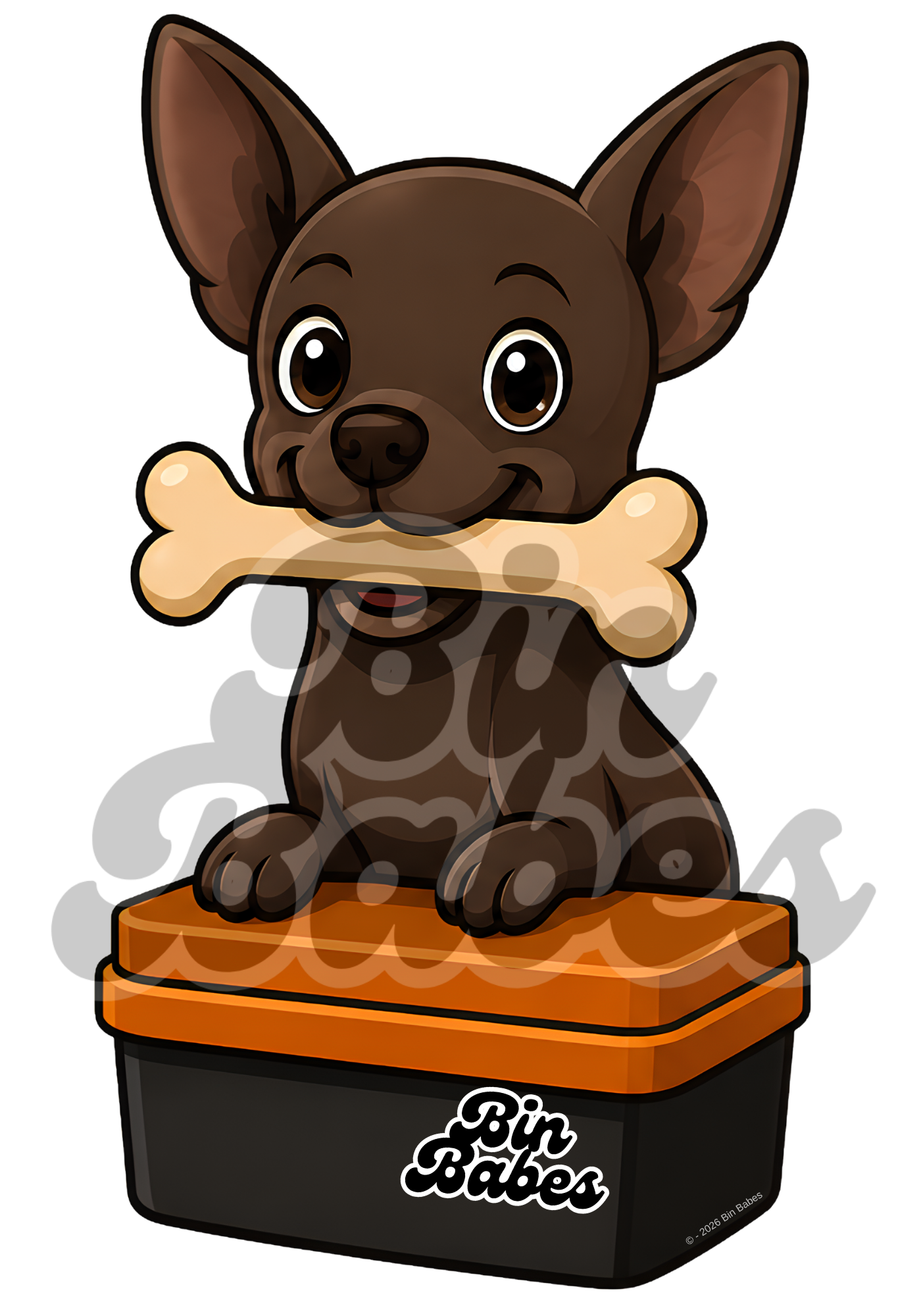 Chihuahua – Red Bin Sticker - Choose Your Coat Colour