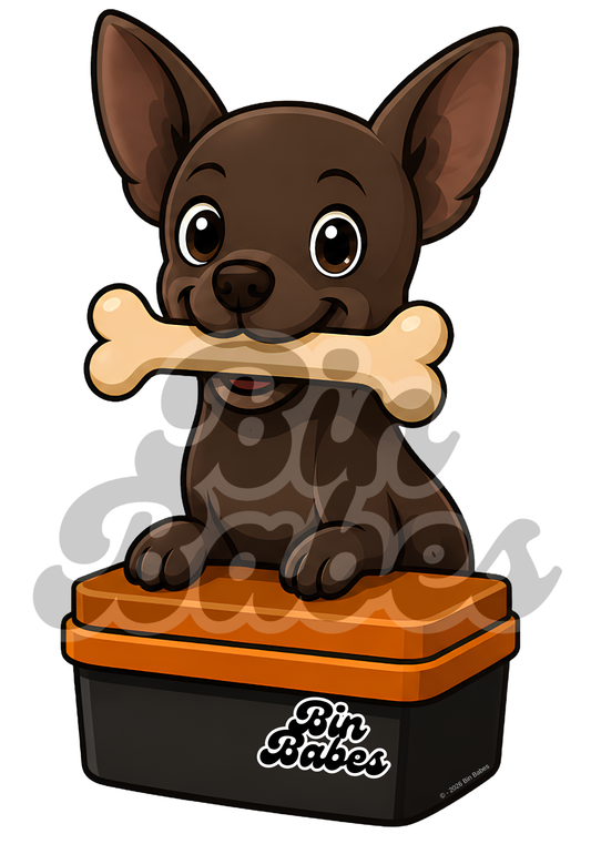 Chihuahua – Red Bin Sticker - Choose Your Coat Colour