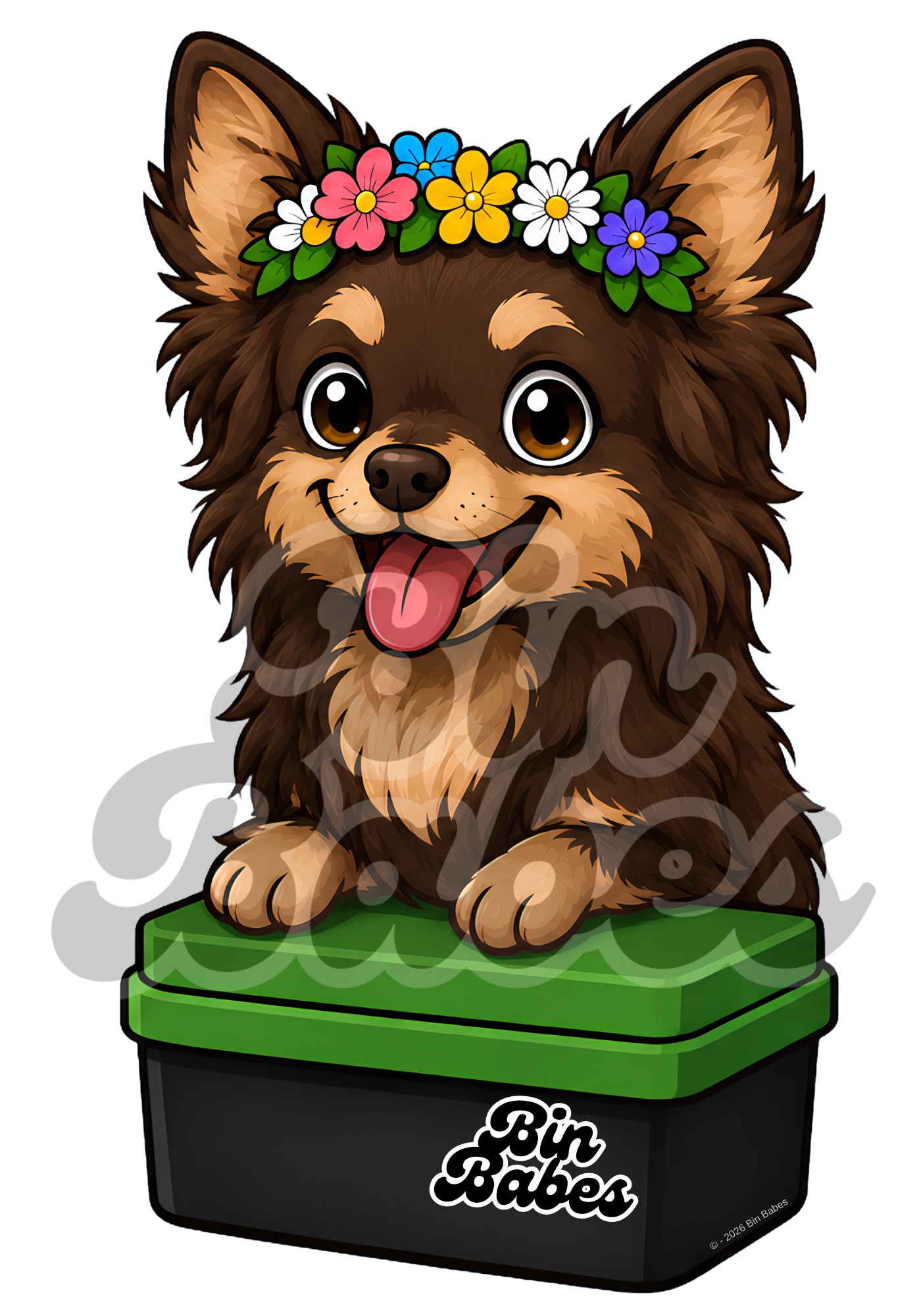 Chihuahua – Green Bin Sticker - Choose Your Coat Colour