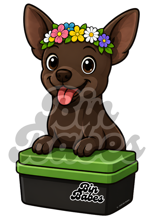 Chihuahua – Green Bin Sticker - Choose Your Coat Colour