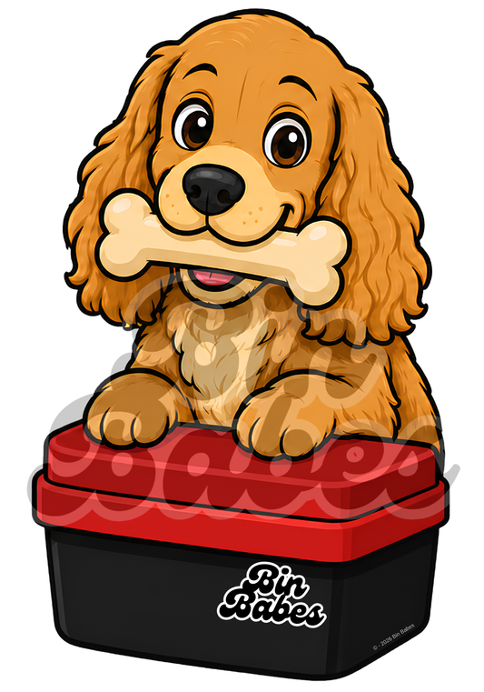 Cocker Spaniel – Red Bin Sticker - Choose Your Coat Colour