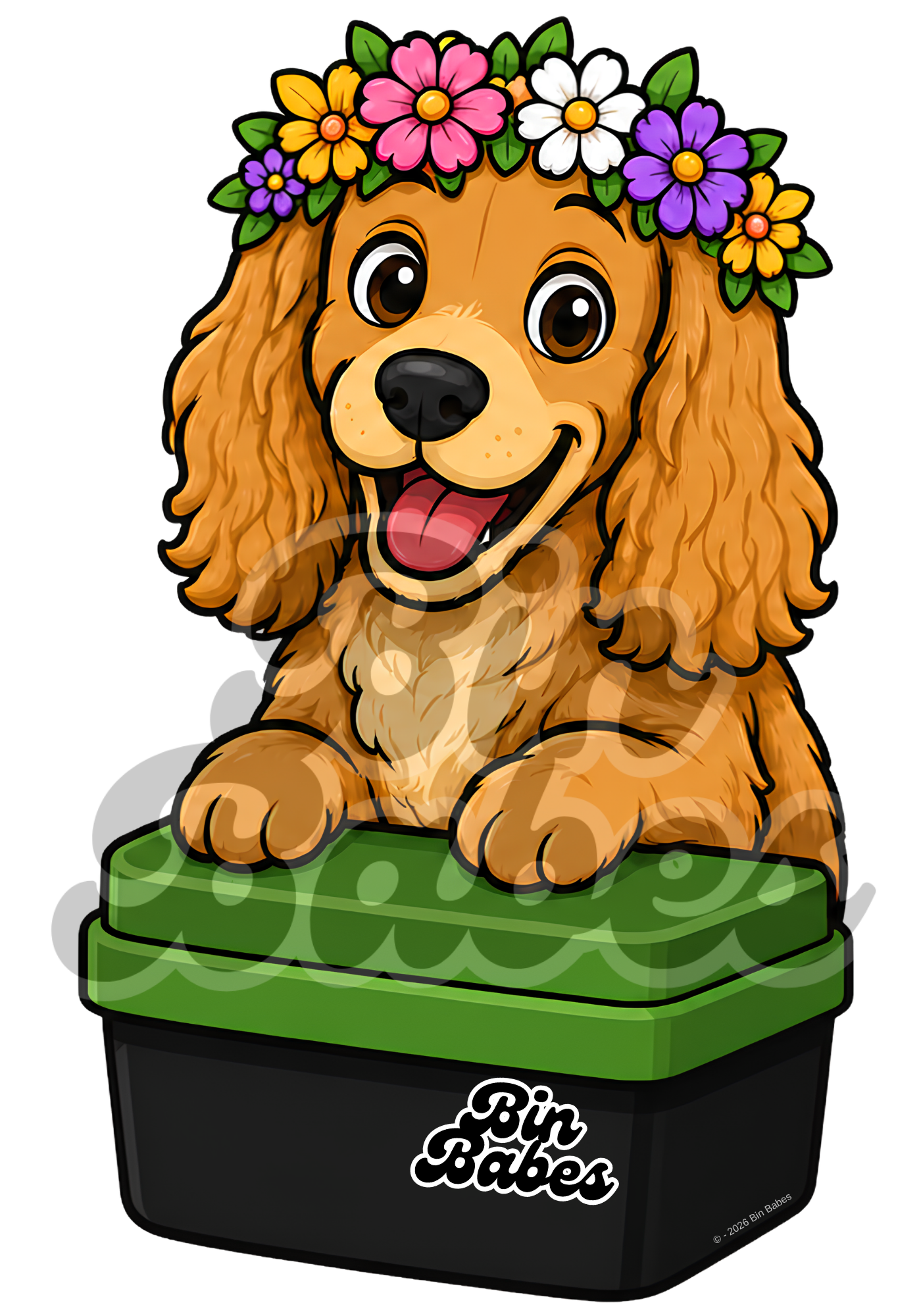 Cocker Spaniel – Green Bin Sticker - Choose Your Coat Colour
