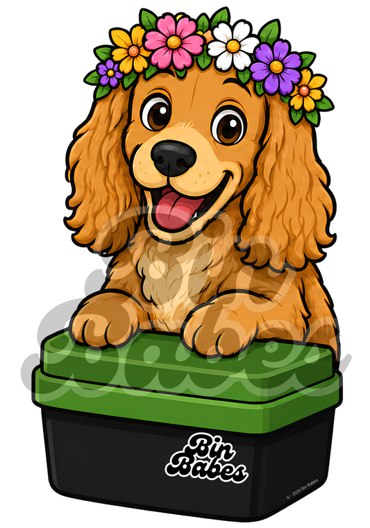 Cocker Spaniel – Green Bin Sticker - Choose Your Coat Colour