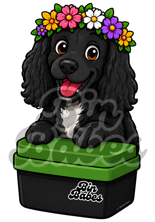 Cocker Spaniel – Green Bin Sticker - Choose Your Coat Colour