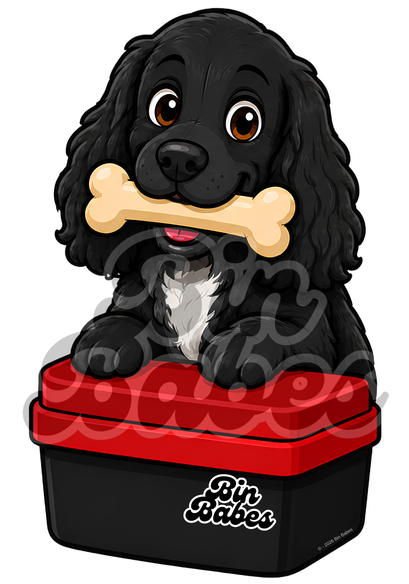 Cocker Spaniel – Red Bin Sticker - Choose Your Coat Colour
