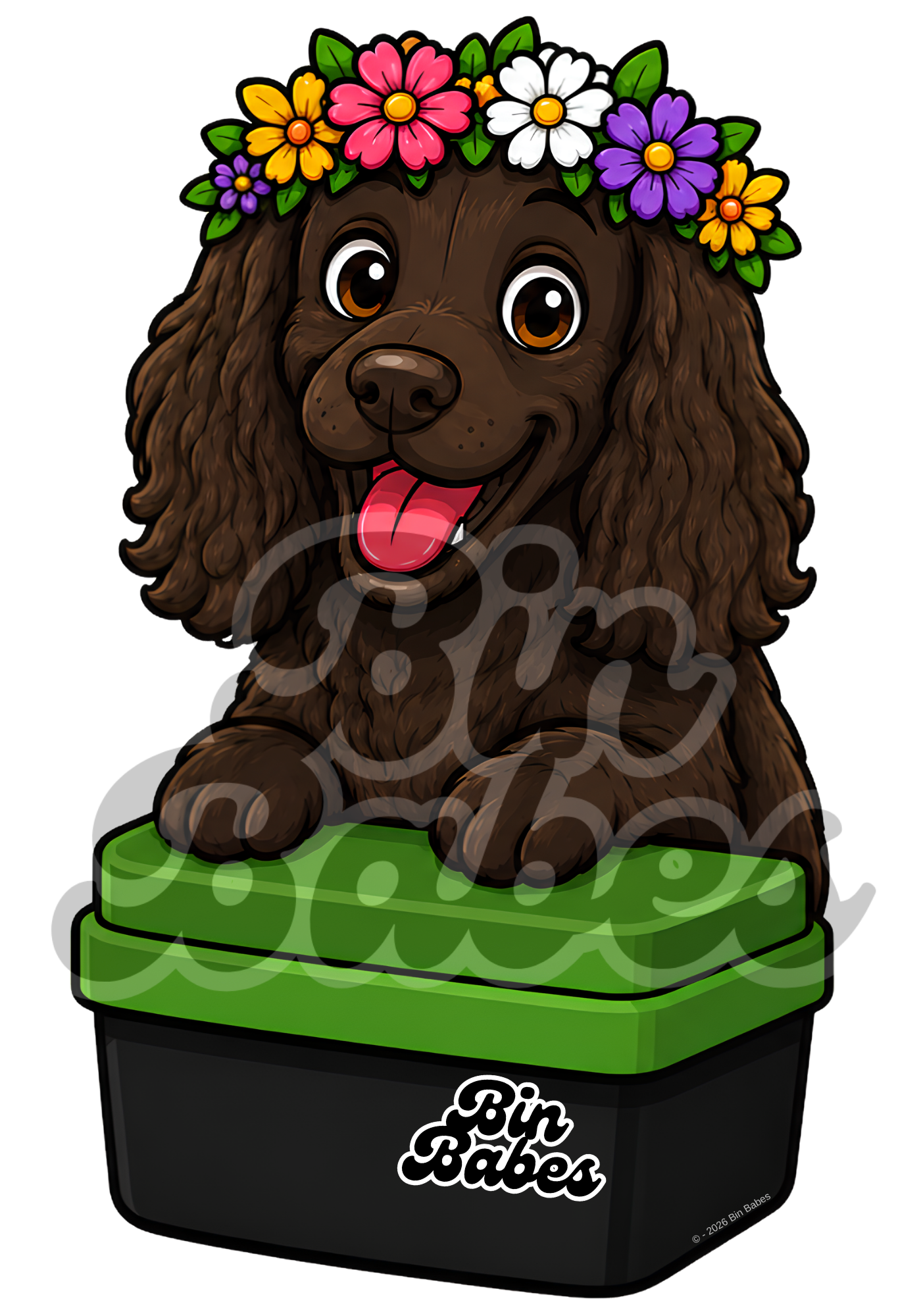 Cocker Spaniel – Green Bin Sticker - Choose Your Coat Colour